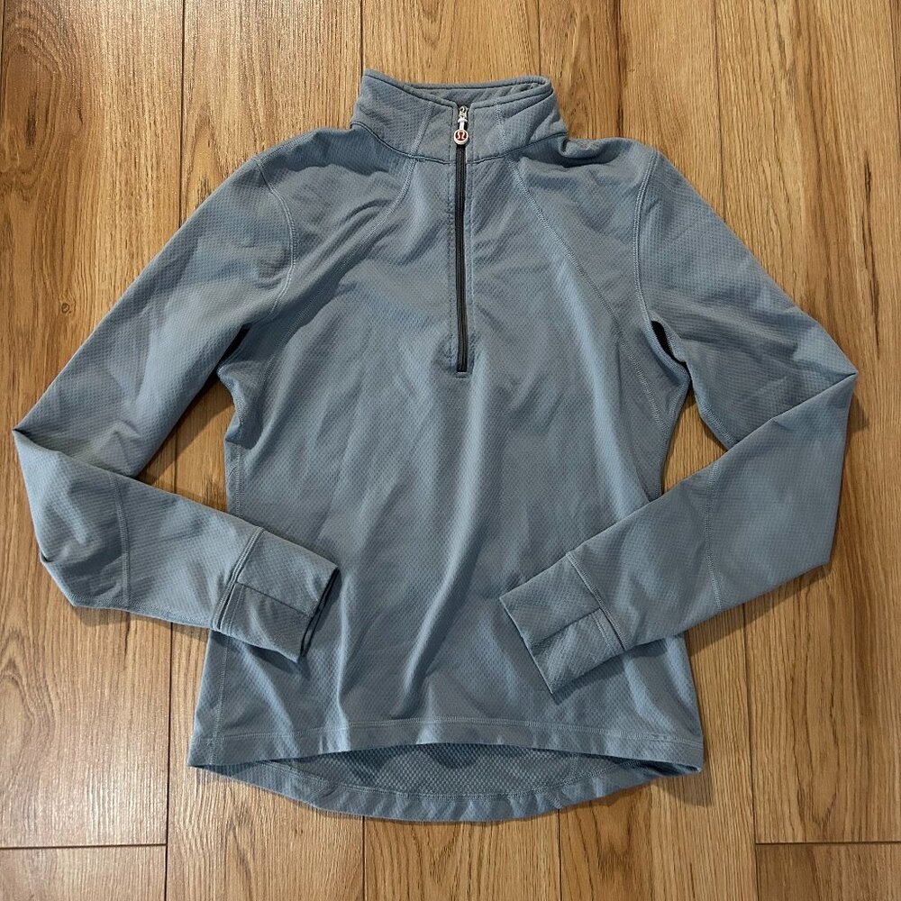 Vintage Lululemon Grey 1/4 Zip Pullover Running Shirt Pocket Size 8